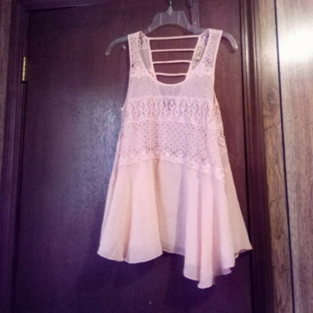 Cecico crochet sheer flowing babydoll top